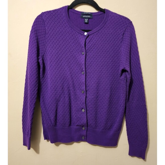 Lands' End Sweaters - NWT Lands’ End Women's cardigan, Supima Cotton Sweater, purple, sz 10-12